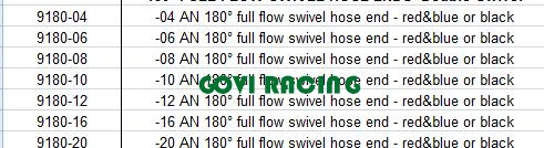 180 Degree Aluminum Swivel Hose End Fitting An10 An12